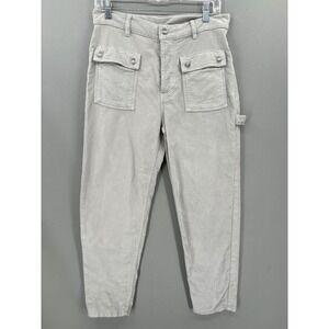 Free People Pants Womens 4 Gray Carpenter Twill Tapered Leg Utility Workwear